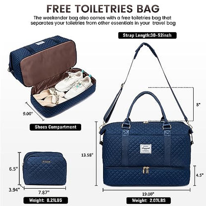 LOVEVOOK Travel Duffle Bag,Weekender Bags for Women with Shoe Compartment - color: Blue-a, size: Large-2 Pcs