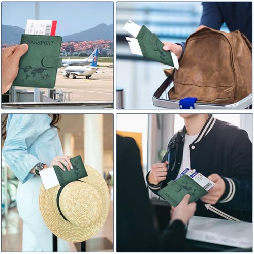 Passport Holder Cover Wallet Case RFID Blocking Card Slot Travel Essentials - color: Green
