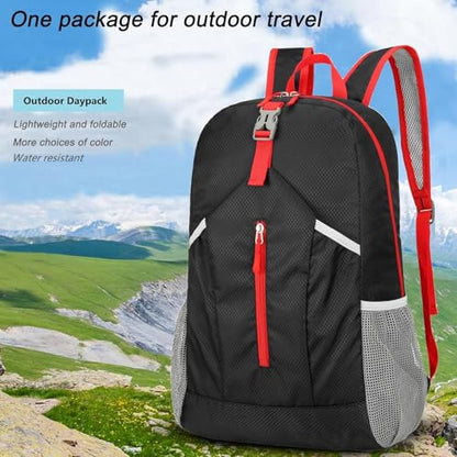 levayhill 25L Foldable Hiking Backpack,Small Packable Daypack, Black - color: Black