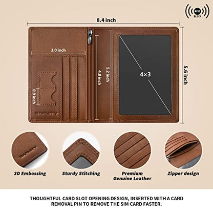 BAPHITY Unisex Leather RFID Blocking Vacation Passport Organizer, Red Brown - color: red-brown, style: Rfid Protected