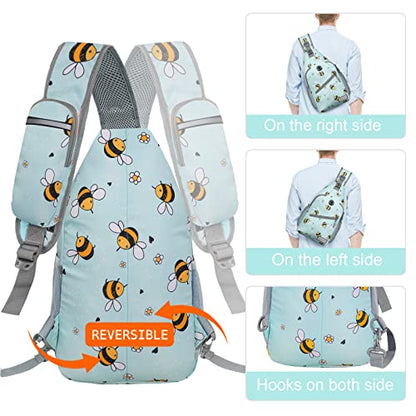 ZOMAKE Sling Bag,Small Crossbody Sling Backpack Shoulder Daypack for Travel - color: Bee Blue, size: 8L