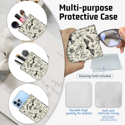 Soft Glasses Case for Sunglasses Eyeglass Slim Pouch - color: Bats