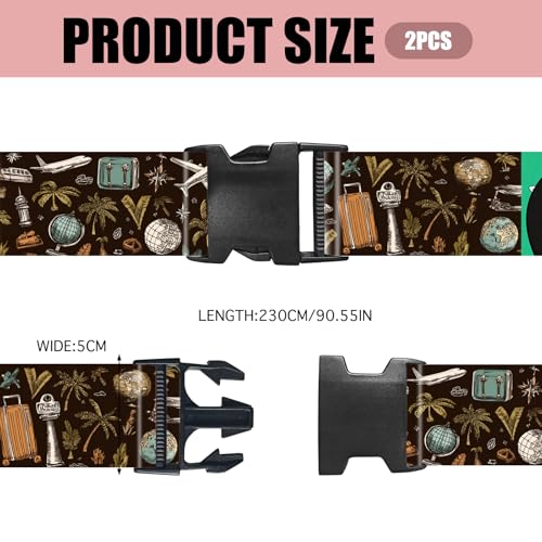 Nuxovilar Luggage Straps Set for Suitcase 1.96x90.5in Polyester - color: YCC01256, size: 1.96"x90.5"