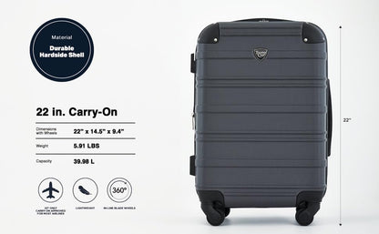 Travelers Club Phoenix Luggage, Blackened Pearl, 22-Inch Carry-On - color: Blackened Pearl, size: 1-Piece (22" Carry-On)