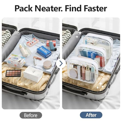 PACKISM TSA Approved Toiletry Bag - Clear Makeup Bag for Travel, White - color: Active White, size: Medium Set