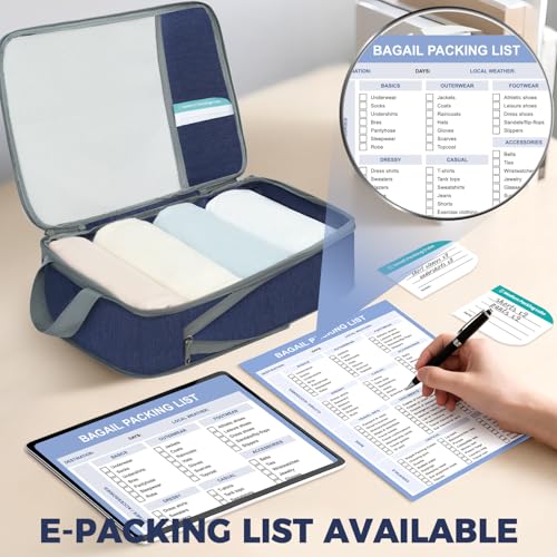 BAGAIL Lightweight Compression Packing Cubes for Travel, 6 Set, Navy - color: Navy