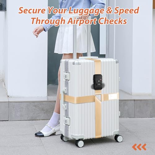 TSA Approved Luggage Straps with Combination Lock, Cross Khaki - color: Cross Khaki