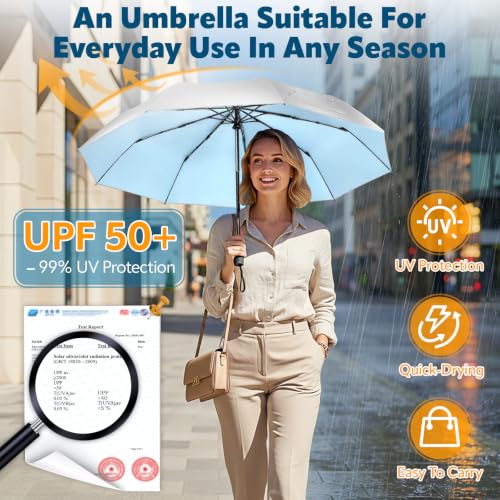 ZOMAKE UV Umbrella for Sun Protection, Travel Compact Sun Umbrellas 46Inch - color: A:Silver,Light Blue