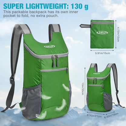 G4Free 10L Lightweight Packable Hiking Backpack, Nylon Daypack Daily Travel - color: Green, size: Small