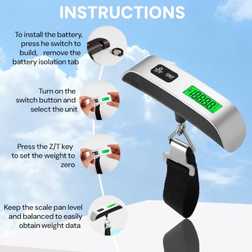 Luggage Scale, 110lb Luggage Weight Scale for Travel,Backlit LCD