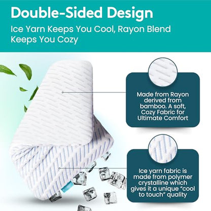 BLISSBURY Cooling Stomach Sleeper Pillow, Thin Memory Foam, 2.2 Inch - color: Cooling (White), size: 2.2"H (Queen)