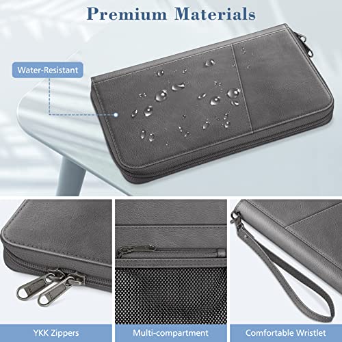 FINTIE Family Passport Holder Wallet Travel Document Organizer Clutch Bag - color: Gray