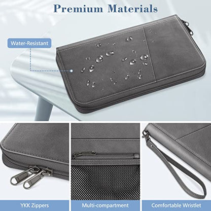 FINTIE Family Passport Holder Wallet Travel Document Organizer Clutch Bag - color: Gray
