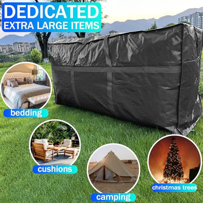 66 Gallon Extra Large Storage Bags, Huge Moving Bags Heavy Duty with Zipper - color: Black, size: 250L, 2 Pack