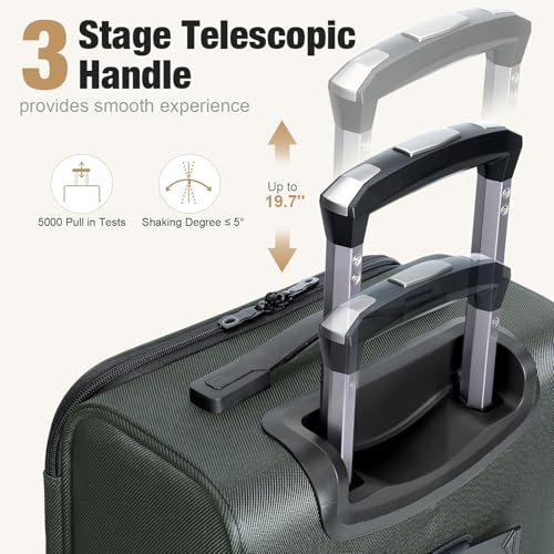 17 Inch Underseat Carry on Luggage with Removable Spinner Wheels - color: Green, size: 17 inch_Underseat