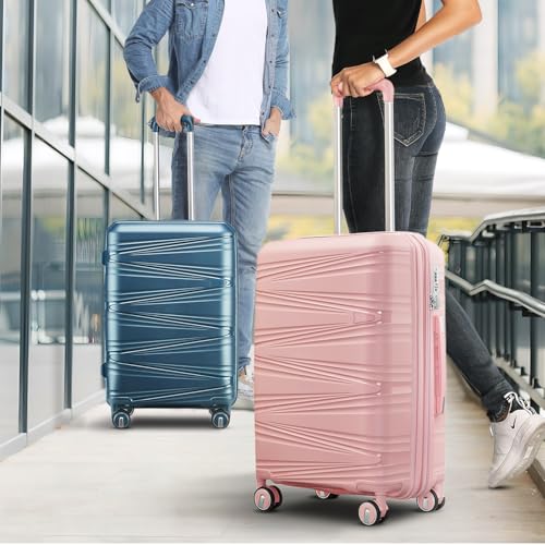 TRAVELEO Luggage Sets 4 Piece Expandable Suitcase Set with TSA Lock - color: Pink, size: 4 Piece Set (14in/20in/24in/28in)