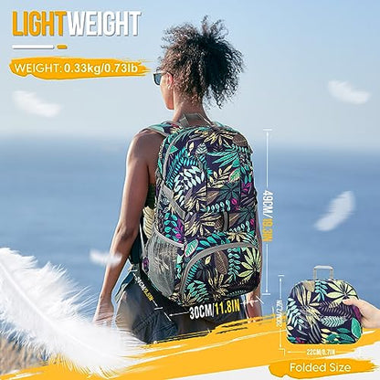 ZOMAKE Lightweight Packable Backpack 35L, Water Resistant Foldable Day Pack - color: D-leaf Print