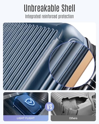 LIGHT FLIGHT 3 Pieces Luggage Sets with Spinner Wheels Hardshell TSA Lock - color: Royal Blue