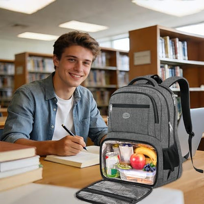 MATEIN Backpack Lunchbox for Men, Anti Theft Cooler Backpack Fit 17" Laptop - color: Grey, size: 17 Inch
