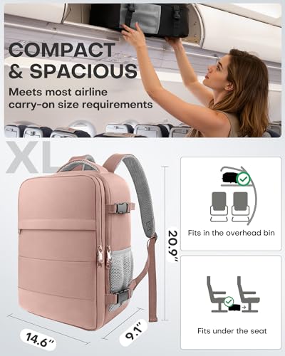 HOTOR Travel Backpack Flight Approved Bag Men Women, X-Large Pink - color: Pink, size: X-Large