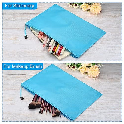 PATIKIL Waterproof Zipper File Bags, 3 Pack A4 Document Holders Pencil Pouch for Office, Light Blue - color: Light Blue, size: A4