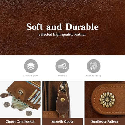 Wallet Women,RFID Blocking Leather Womens Wallet Bifold Compact Card Holder Small Wallet for Women with Removable ID Window zsbrown - color: b3-zsbrown