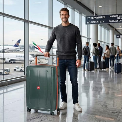 30" Luggage w/TSA LOCK,PC Hardshell Wide Handle Suitcase - color: Green, size: Checked-Large 30-Inch