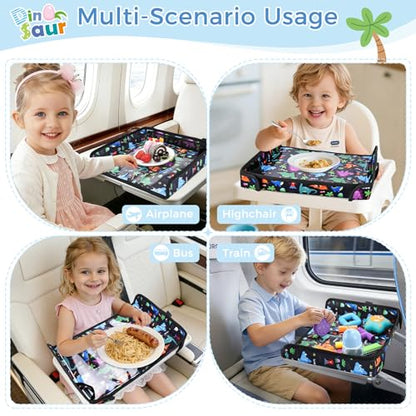 COOLBEBE Airplane Tray Table Cover, Foldable Travel Tray Cover - color: Black Dinosaur