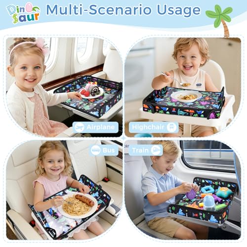 COOLBEBE Airplane Tray Table Cover, Foldable Travel Tray Cover - color: Black Dinosaur