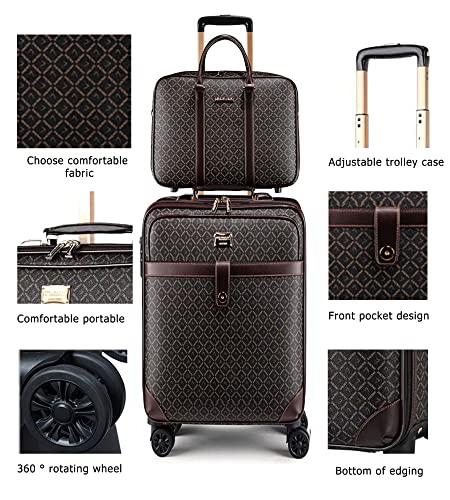 feilario 2 pcs Waterproof PVC Leather Business Carry On Luggage, TSA Lock - color: rhombus