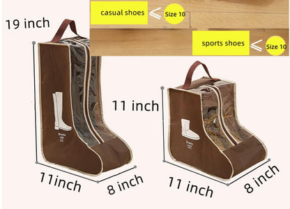 Rikyo 2 Set Brown Boots Bags with Clear Window, 11x19 Inch,Portable - color: Brown -Tall