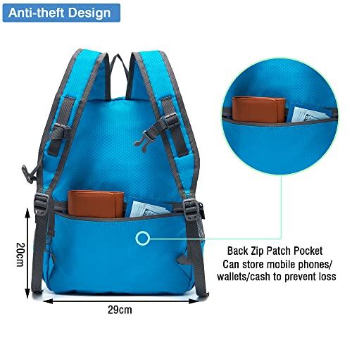 Hiking Backpack 20L Packable Packable Lightweight Day Pack for Women & Men - color: A-20l-blue