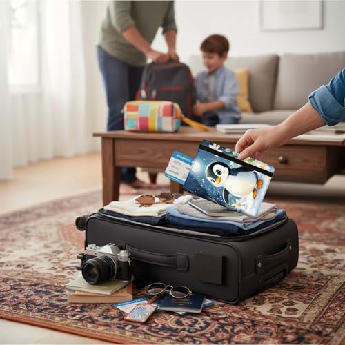 Passport Holder Wallet Cover Case,RFID Blocking Passport Cover,Large Capacity Travel Wallet with Multi Card Slots (Cute Penguin Illustration) - color: Cute Penguin Illustration