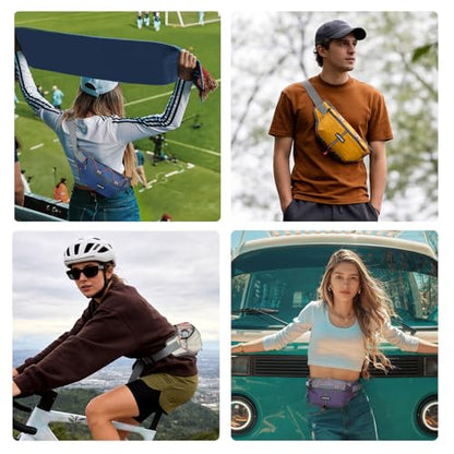 2LFanny Pack for Women Men, Anti‑theft Waist Bag with RFID Blocking - color: Ginger
