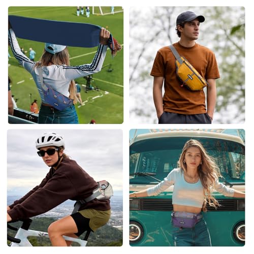 2LFanny Pack for Women Men, Anti‑theft Waist Bag with RFID Blocking - color: Blue