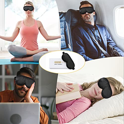 ZIMASILK Adjustable 22 Momme 100% Pure Mulberry Silk Sleep Mask - color: Black-adjustable