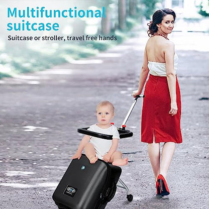LemoHome Expandable Luggage with Spinner Wheels,Large Suitcases with Child Seat Design,Hard Luggage for Women and Men,20 inch Hardside Carry on Luggage for Travel - color: Black