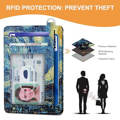 SEAVILIA Small Credit Card Holder for Women, Slim RFID Blocking Wallet - color: Starry Night