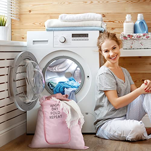 Boao 2 Pcs Travel Laundry Bag with Drawstring Zipper - color: Pink, size: Classic
