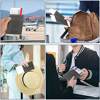 Passport Holder Wallet Cover Case RFID Blocking Slot Travel Accessories - color: Dark Gray