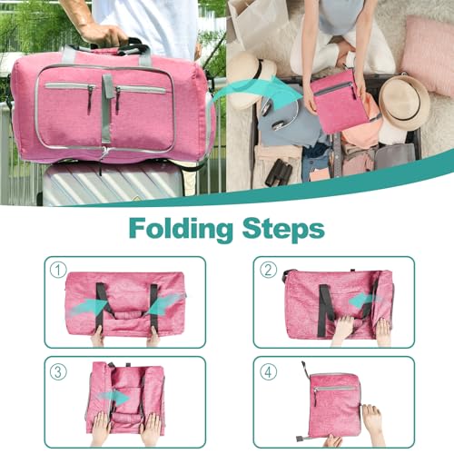 Dimayar 85L Foldable Duffle Bag for Travel, Lightweight Weekender Bags - color: Pink, size: 85L