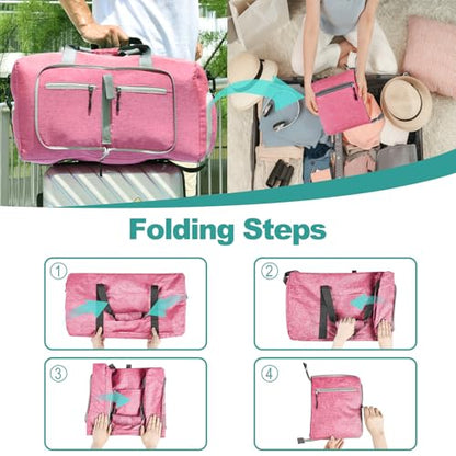 Dimayar 85L Foldable Duffle Bag for Travel, Lightweight Weekender Bags - color: Pink, size: 85L