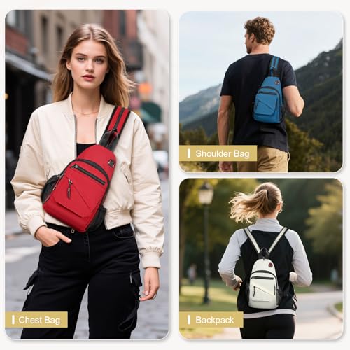 Sling Bag for Men Women,Convertible Crossbody Backpack Chest Bag - color: Beige, size: Small