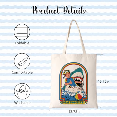 Positive Canvas Tote Bag, Reusable Inspirational Shoulder Bag, Whimsical Carryall for Shopping Commute Beach - color: Inspirational 14