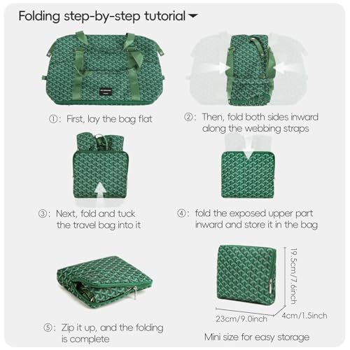 TINYAT Foldable Travel Duffle Bag - Expandable Personal Item Travel Bag,32L - color: Olive green