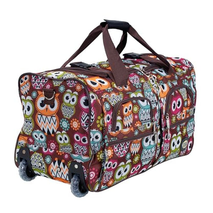 Rockland Rolling Duffel Bag, Black, 22" - color: OWL, size: 22"