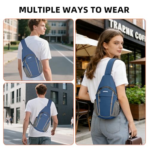 Crossbody Sling Bag, Lightweight Travel Sling Backpack with RFID Blocking - color: Blue