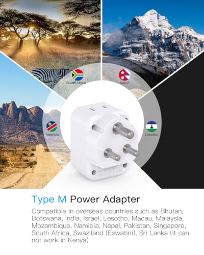 US to South Africa Plug Adapter, Type M Travel Charger Power Adaptor - style: Type M - South Africa