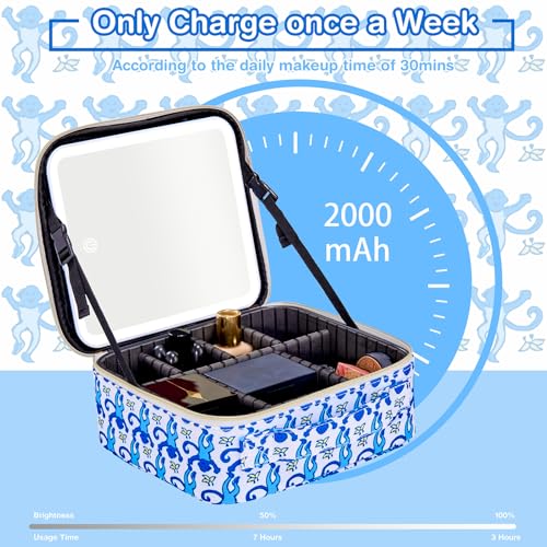Portable Cosmetic Train Case, Travel Makeup Bag Organizer & Mirror