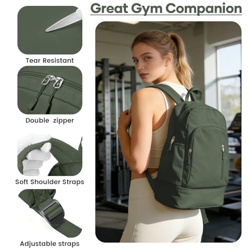Gym Backpack for Women, Dance Volleyball Backpacks With Shoe Compartment - color: Green